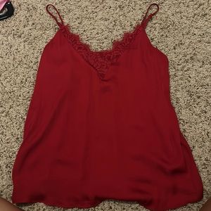 Red lace front top